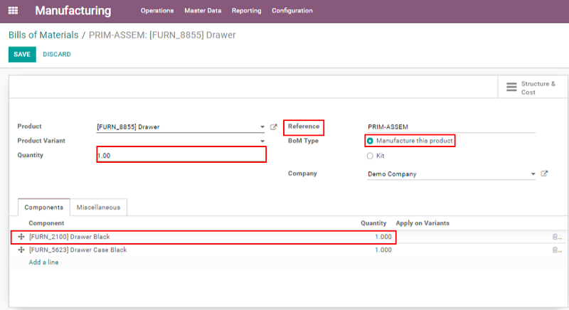 how to set up a basic bom